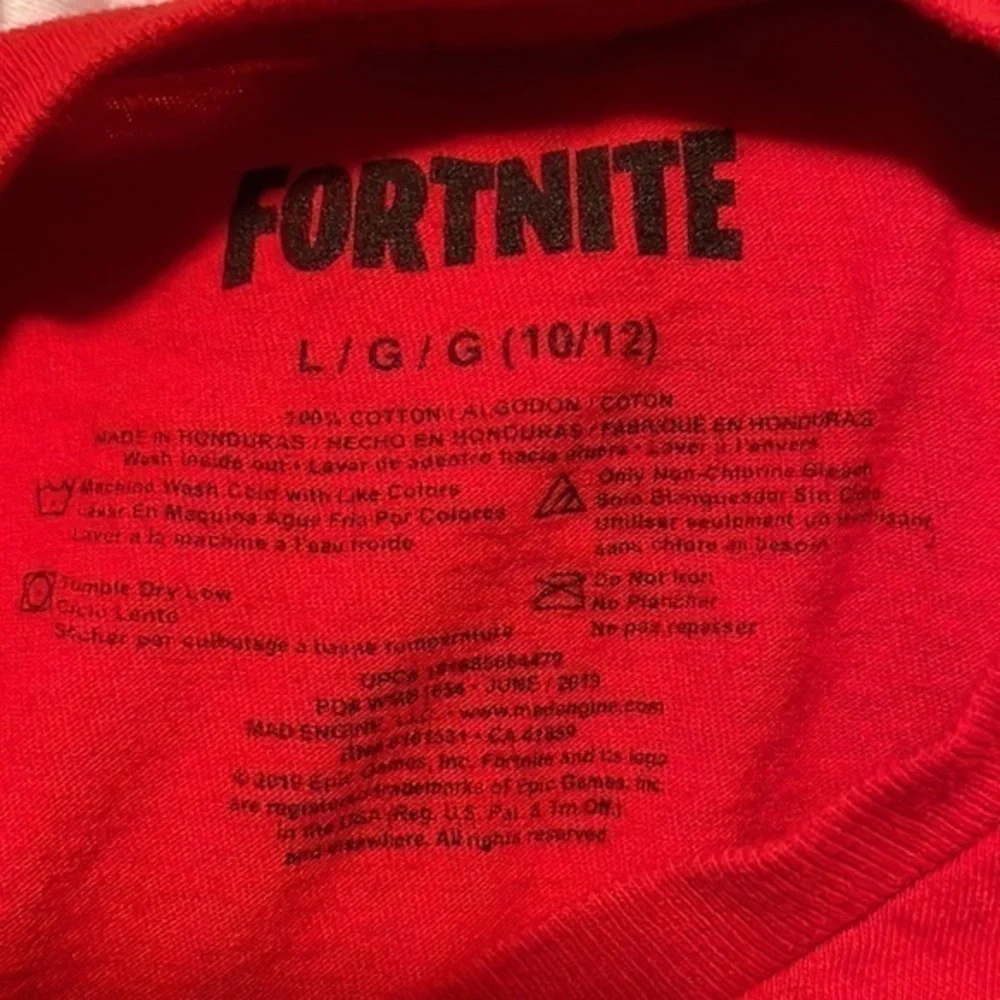 Fortnite Boy’s Cotton Tee Red Large‎ 10/12